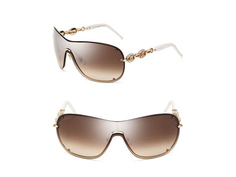 gucci white chain link shield sunglasses